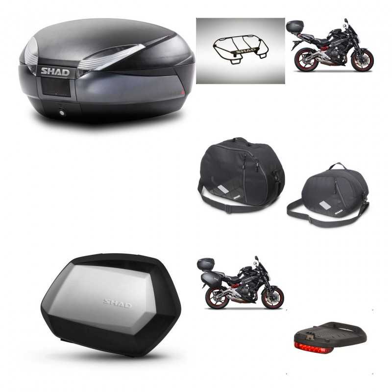 SHAD Maletas laterales + baul trasero accesorios herraje montaje 3p SH48 DARK GREY PREMIUM SC SH35 KIT-271572