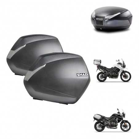 SHAD Baul trasero + maletas laterales herraje montaje 3p SH36 SH 36 SH48 DARK GREY PREMIUM KIT-271648