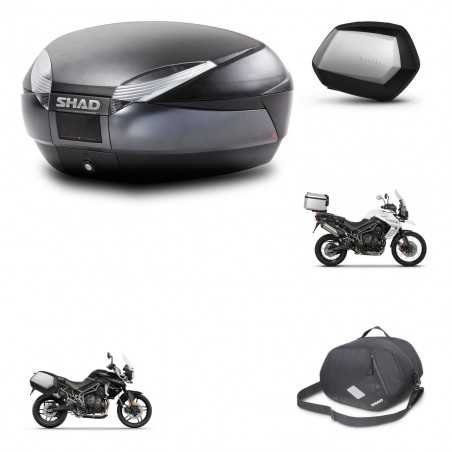 SHAD Maletas laterales + baul trasero herraje montaje bolsa interna 3p SH48 DARK GREY PREMIUM SC SH35 KIT-271653