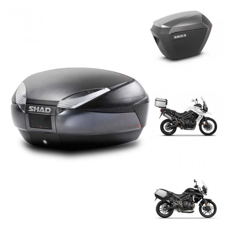 SHAD Maletas laterales + baul trasero herraje montaje 3p SH48 DARK GREY PREMIUM SH23 ALU KIT-271655