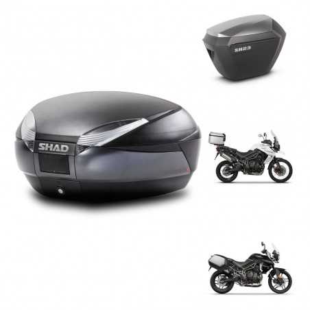 SHAD Side cases + rear trunk + mounting hardware + 3p hardware SH48 DARK GREY PREMIUM SH23 ALU KIT-271655