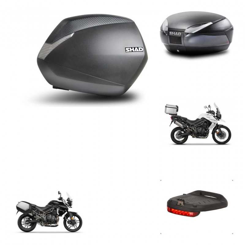 SHAD Baul trasero + maletas laterales herraje montaje luz de freno 3p SH36 SH 36 SH48 DARK GREY PREMIUM KIT-271657