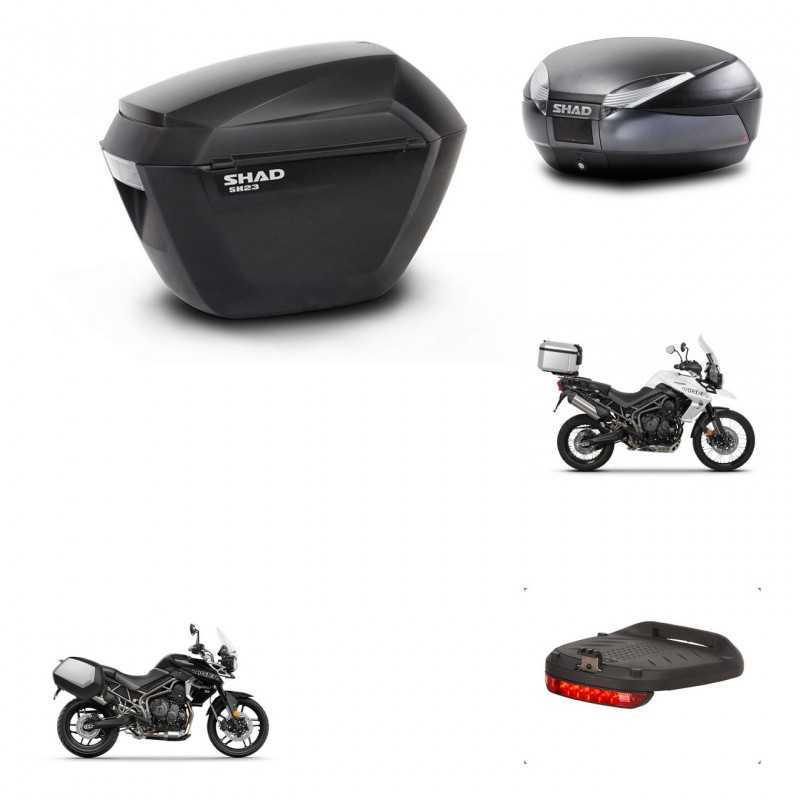 SHAD Baul trasero + maletas laterales herraje montaje luz de freno 3p SH23 SH48 DARK GREY PREMIUM KIT-271658