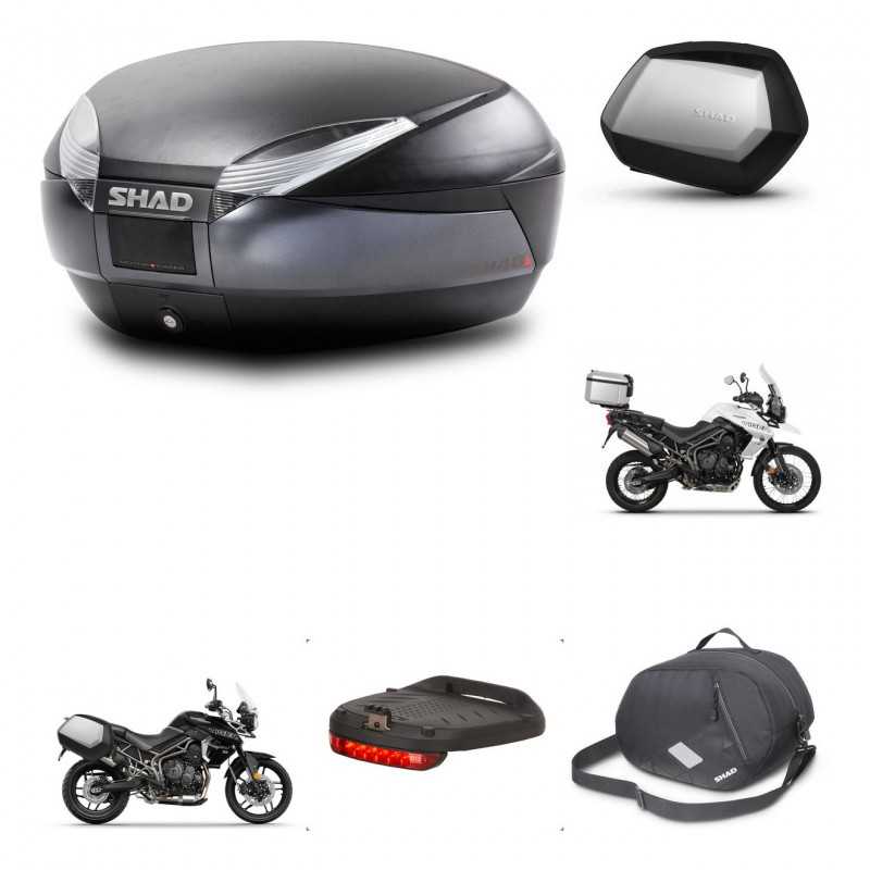 SHAD Maletas laterales + baul trasero herraje montaje accesorios 3p SH48 DARK GREY PREMIUM SC SH35 KIT-271662