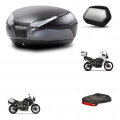 SHAD Maletas laterales + baul trasero herraje montaje luz de freno 3p SH48 DARK GREY PREMIUM SC SH35 KIT-271663