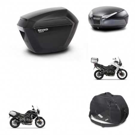 SHAD Baul trasero + maletas laterales herraje montaje bolsa interna 3p SH23 SH48 DARK GREY PREMIUM KIT-271667