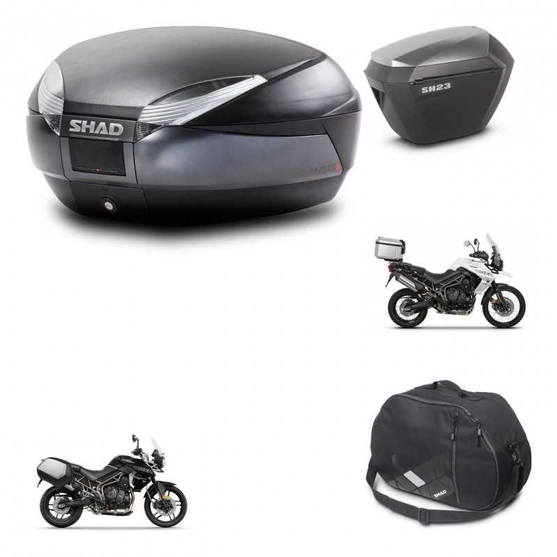 SHAD Side cases + rear trunk + mounting hardware + internal bag + 3p hardware SH48 DARK GREY PREMIUM SH23 ALU KIT-271673
