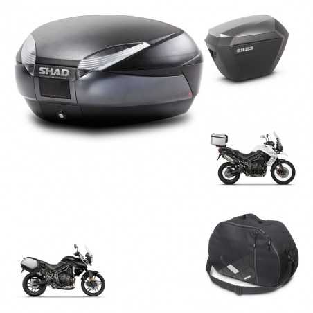 SHAD Maletas laterales + baul trasero herraje montaje bolsa interna 3p SH48 DARK GREY PREMIUM SH23 ALU KIT-271673