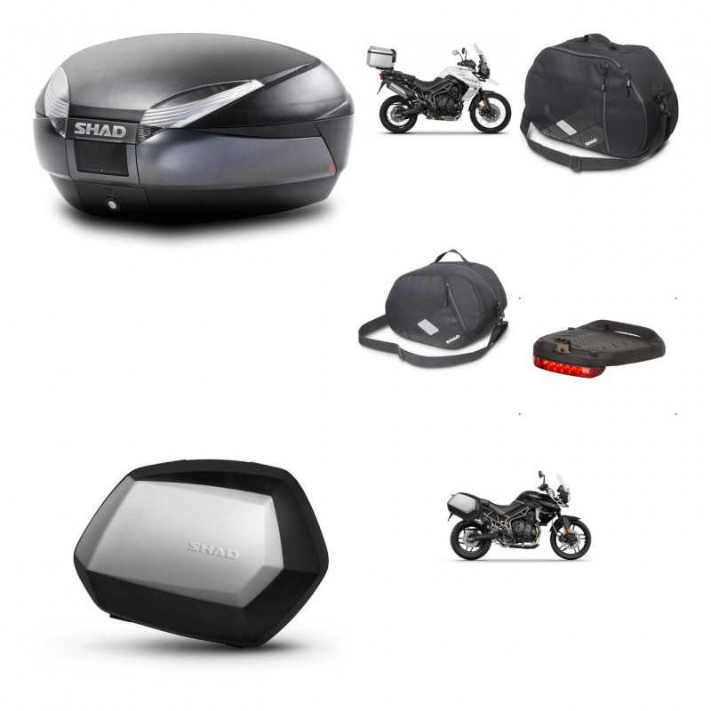 SHAD Maletas laterales + baul trasero herraje montaje accesorios 3p SH48 DARK GREY PREMIUM SC SH35 KIT-271680