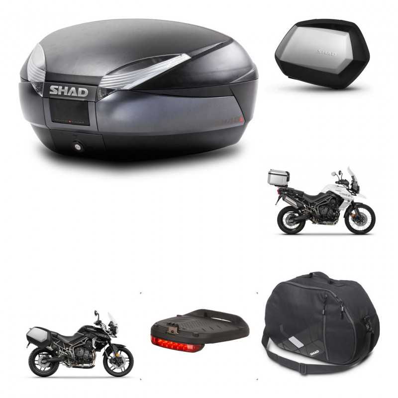 SHAD Maletas laterales + baul trasero herraje montaje accesorios 3p SH48 DARK GREY PREMIUM SC SH35 KIT-271681