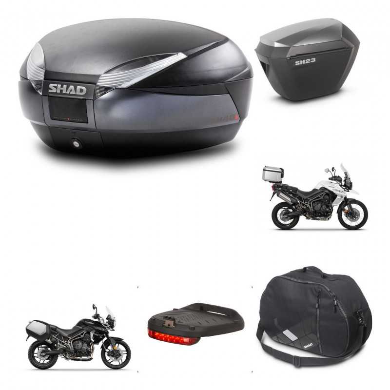 SHAD Maletas laterales + baul trasero herraje montaje accesorios 3p SH48 DARK GREY PREMIUM SH23 ALU KIT-271682