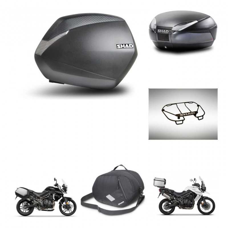 SHAD Baul trasero + maletas laterales accesorios herraje montaje 3p SH36 SH 36 SH48 DARK GREY PREMIUM KIT-271683