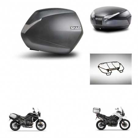 SHAD Rear trunk + side cases + upper rack rack + mounting hardware + 3p hardware SH36 SH 36 SH48 DARK GREY PREMIUM KIT-271684