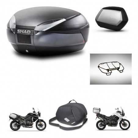 SHAD Maletas laterales + baul trasero accesorios herraje montaje 3p SH48 DARK GREY PREMIUM SC SH35 KIT-271689