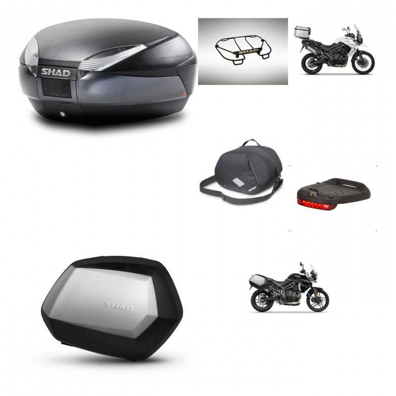 SHAD Maletas laterales + baul trasero accesorios herraje montaje 3p SH48 DARK GREY PREMIUM SC SH35 KIT-271698