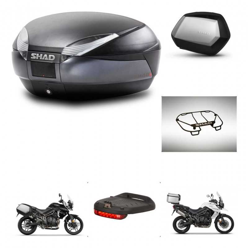 SHAD Maletas laterales + baul trasero accesorios herraje montaje 3p SH48 DARK GREY PREMIUM SC SH35 KIT-271699