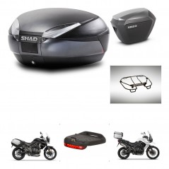SHAD Maletas laterales + baul trasero accesorios herraje montaje 3p SH48 DARK GREY PREMIUM SH23 ALU KIT-271700