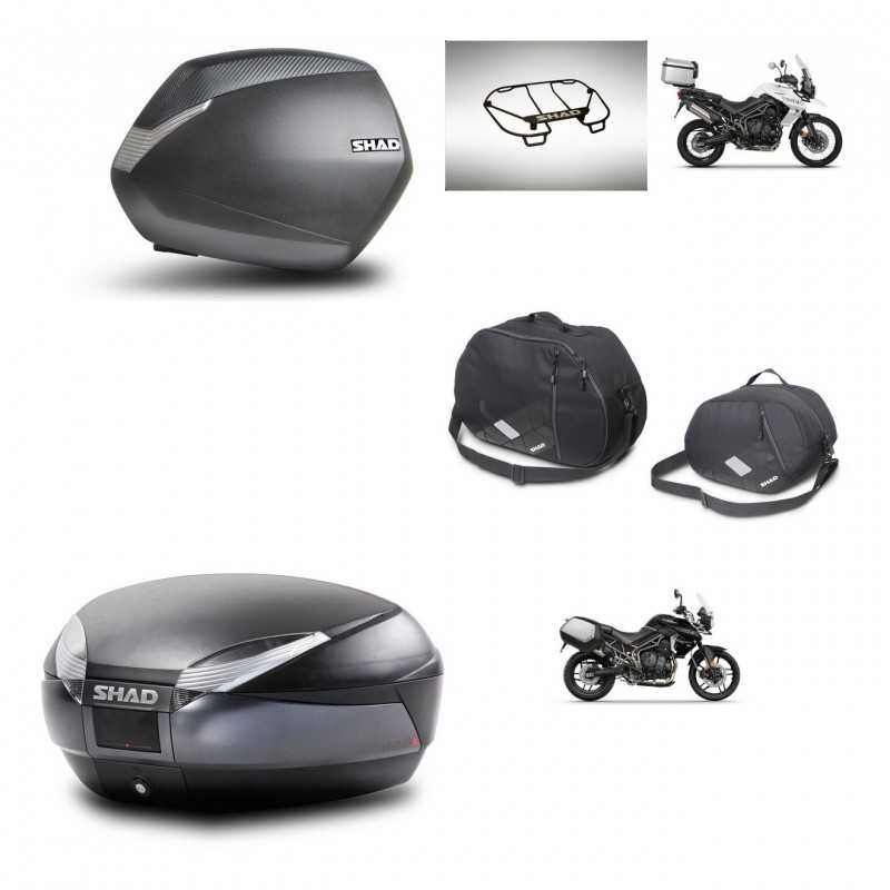 SHAD Baul trasero + maletas laterales accesorios herraje montaje 3p SH36 SH 36 SH48 DARK GREY PREMIUM KIT-271701