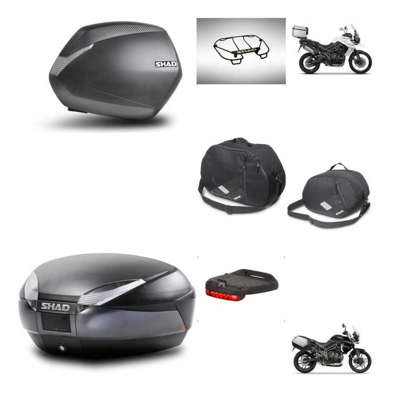 SHAD Baul trasero + maletas laterales accesorios herraje montaje 3p SH36 SH 36 SH48 DARK GREY PREMIUM KIT-271710