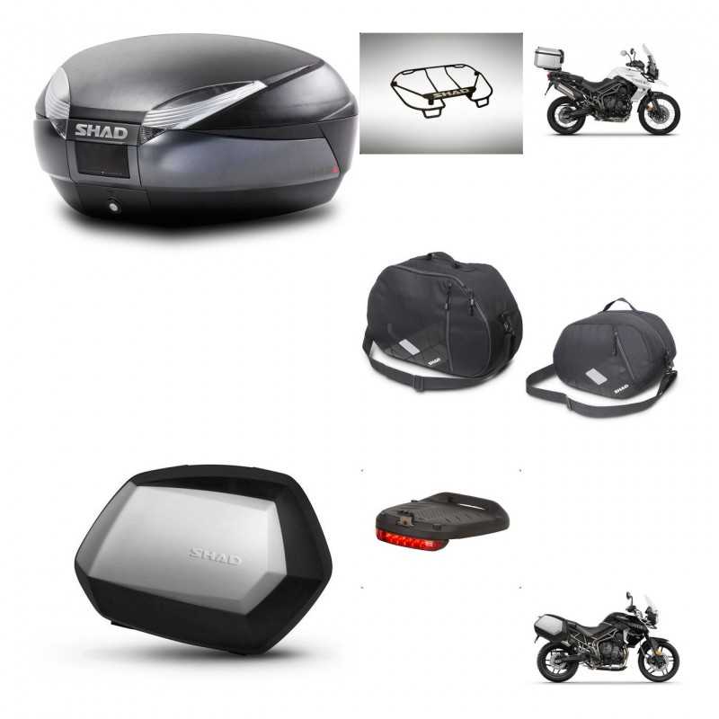 SHAD Maletas laterales + baul trasero accesorios herraje montaje 3p SH48 DARK GREY PREMIUM SC SH35 KIT-271716