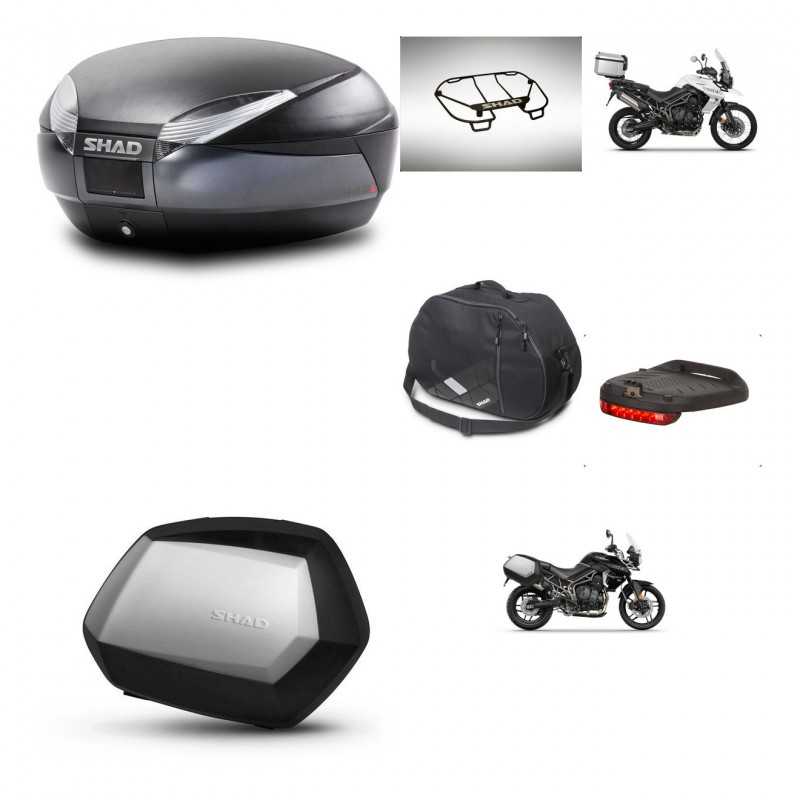 SHAD Maletas laterales + baul trasero accesorios herraje montaje 3p SH48 DARK GREY PREMIUM SC SH35 KIT-271717