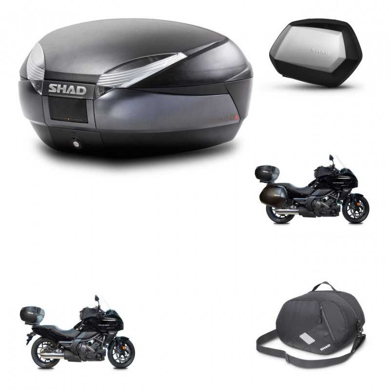 SHAD Maletas laterales + baul trasero herraje 3p bolsa interna montaje SH48 DARK GREY PREMIUM SC SH35 KIT-271893