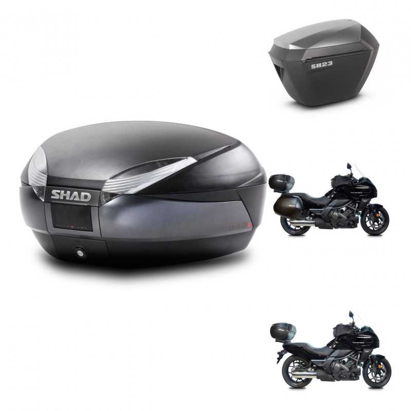 SHAD Side cases + rear trunk + 3p hardware + mounting hardware SH48 DARK GREY PREMIUM SH23 ALU KIT-271895