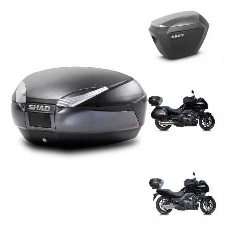 SHAD Maletas laterales + baul trasero herraje 3p montaje SH48 DARK GREY PREMIUM SH23 ALU KIT-271895