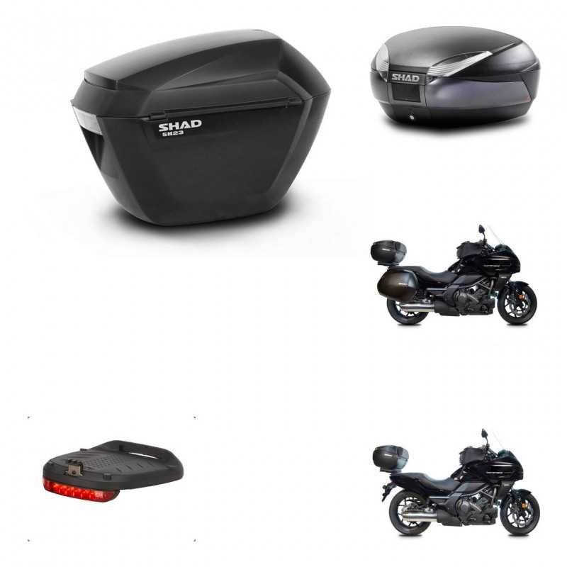 SHAD Baul trasero + maletas laterales herraje 3p montaje luz de freno SH23 SH48 DARK GREY PREMIUM KIT-271898