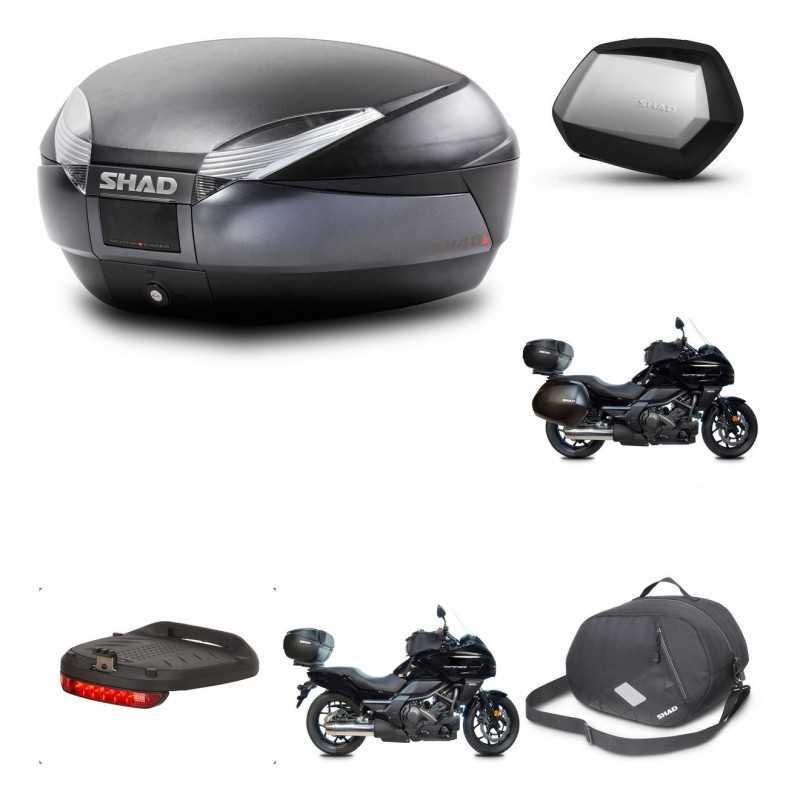 SHAD Maletas laterales + baul trasero herraje 3p accesorios montaje SH48 DARK GREY PREMIUM SC SH35 KIT-271902