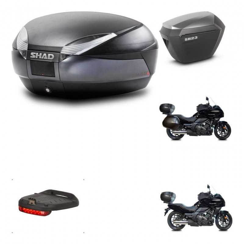 SHAD Side cases + rear trunk + 3p hardware + mounting hardware + brake light SH48 DARK GREY PREMIUM SH23 ALU KIT-271904