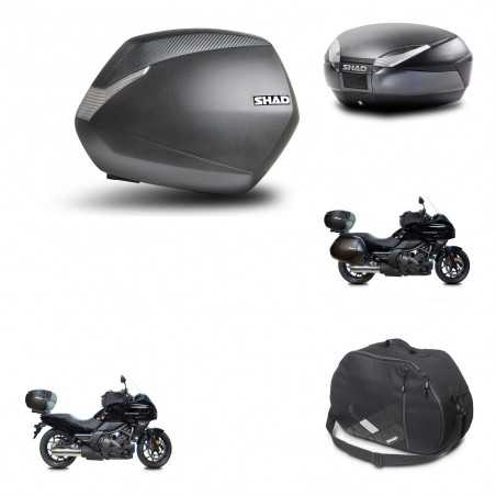 SHAD Baul trasero + maletas laterales herraje 3p bolsa interna montaje SH36 SH 36 SH48 DARK GREY PREMIUM KIT-271906