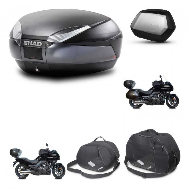 SHAD Maletas laterales + baul trasero herraje 3p accesorios montaje SH48 DARK GREY PREMIUM SC SH35 KIT-271911