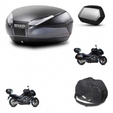 SHAD Maletas laterales + baul trasero herraje 3p bolsa interna montaje SH48 DARK GREY PREMIUM SC SH35 KIT-271912
