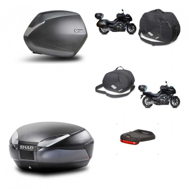 SHAD Baul trasero + maletas laterales herraje 3p accesorios montaje SH36 SH 36 SH48 DARK GREY PREMIUM KIT-271914