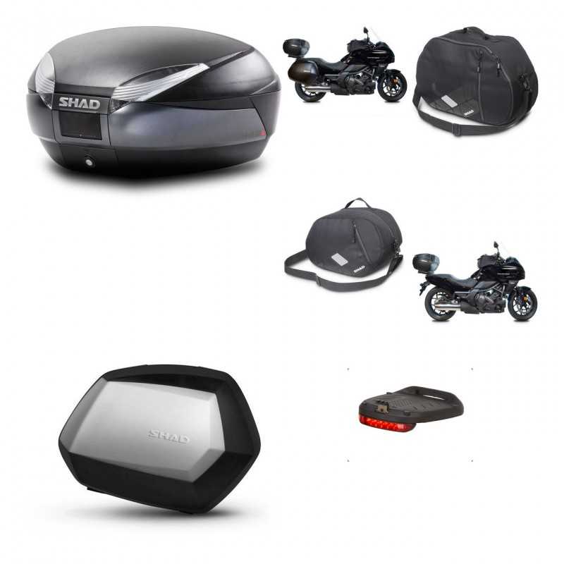 SHAD Maletas laterales + baul trasero herraje 3p accesorios montaje SH48 DARK GREY PREMIUM SC SH35 KIT-271920