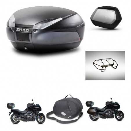 SHAD Maletas laterales + baul trasero accesorios herraje 3p montaje SH48 DARK GREY PREMIUM SC SH35 KIT-271929