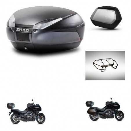 SHAD Maletas laterales + baul trasero parrilla portabultos superior herraje 3p montaje SH48 DARK GREY PREMIUM SC SH35 KIT-271930