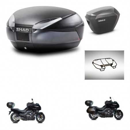 SHAD Side cases + rear trunk + upper rack rack + 3p hardware + mounting hardware SH48 DARK GREY PREMIUM SH23 ALU KIT-271931