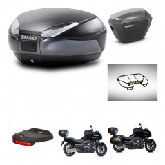 SHAD Maletas laterales + baul trasero accesorios herraje 3p montaje SH48 DARK GREY PREMIUM SH23 ALU KIT-271940
