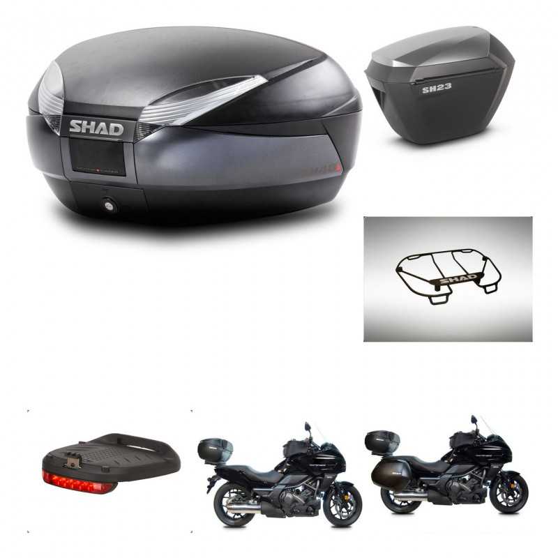SHAD Maletas laterales + baul trasero accesorios herraje 3p montaje SH48 DARK GREY PREMIUM SH23 ALU KIT-271940