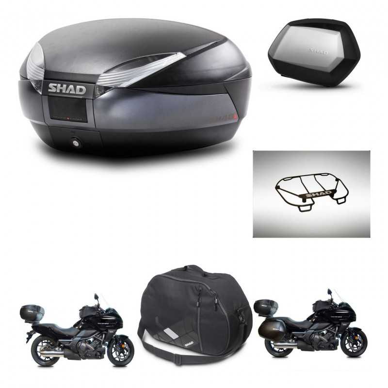SHAD Maletas laterales + baul trasero accesorios herraje 3p montaje SH48 DARK GREY PREMIUM SC SH35 KIT-271948