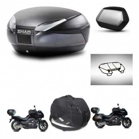 SHAD Maletas laterales + baul trasero accesorios herraje 3p montaje SH48 DARK GREY PREMIUM SC SH35 KIT-271948