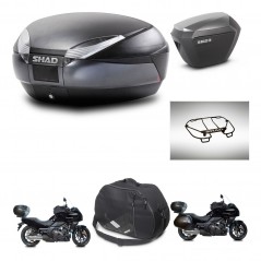 SHAD Maletas laterales + baul trasero accesorios herraje 3p montaje SH48 DARK GREY PREMIUM SH23 ALU KIT-271949