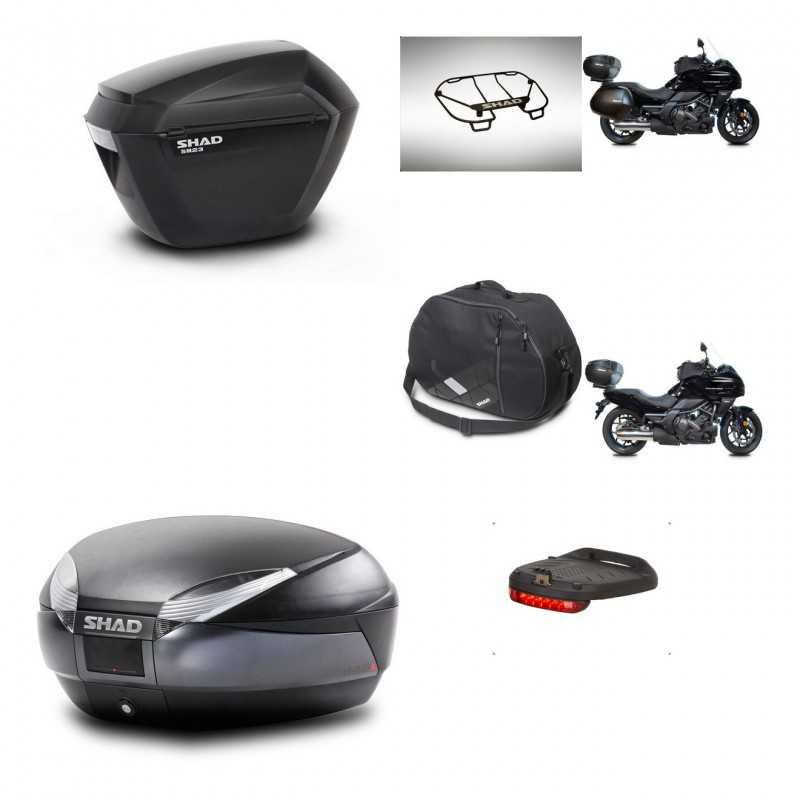 SHAD Baul trasero + maletas laterales accesorios herraje 3p montaje SH23 SH48 DARK GREY PREMIUM KIT-271952