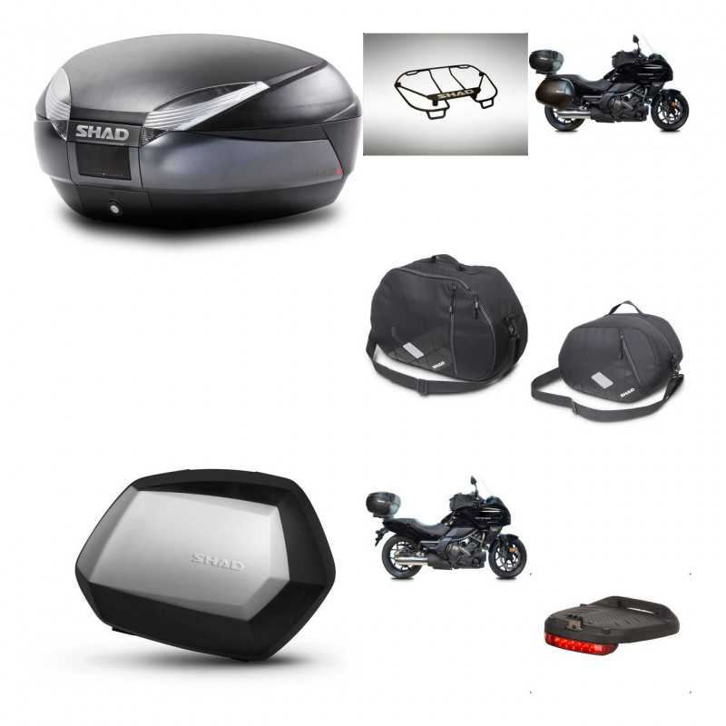 SHAD Maletas laterales + baul trasero accesorios herraje 3p montaje SH48 DARK GREY PREMIUM SC SH35 KIT-271956