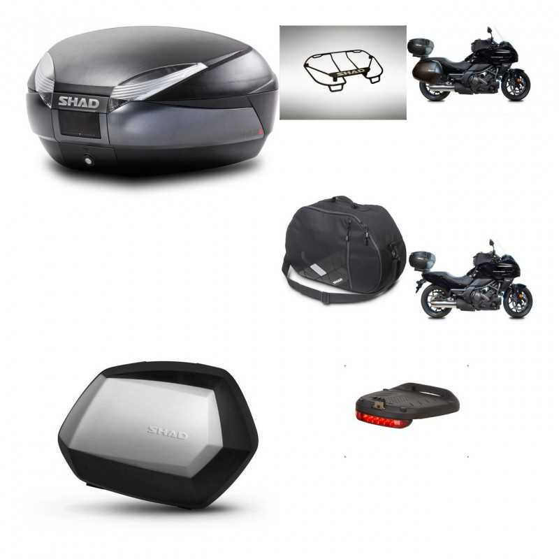 SHAD Maletas laterales + baul trasero accesorios herraje 3p montaje SH48 DARK GREY PREMIUM SC SH35 KIT-271957