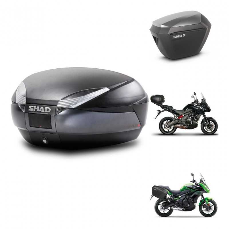 SHAD Maletas laterales + baul trasero herraje montaje 3p SH48 DARK GREY PREMIUM SH23 ALU KIT-271967