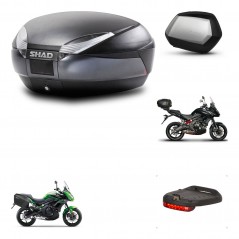 SHAD Maletas laterales + baul trasero herraje montaje luz de freno 3p SH48 DARK GREY PREMIUM SC SH35 KIT-271975