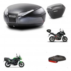 SHAD Maletas laterales + baul trasero herraje montaje luz de freno 3p SH48 DARK GREY PREMIUM SH23 ALU KIT-271976